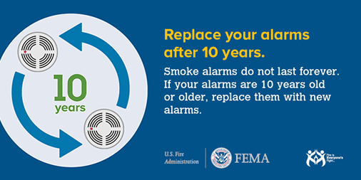 Smoke Alarms Notify You of a Fire, Replace Every 10 Years